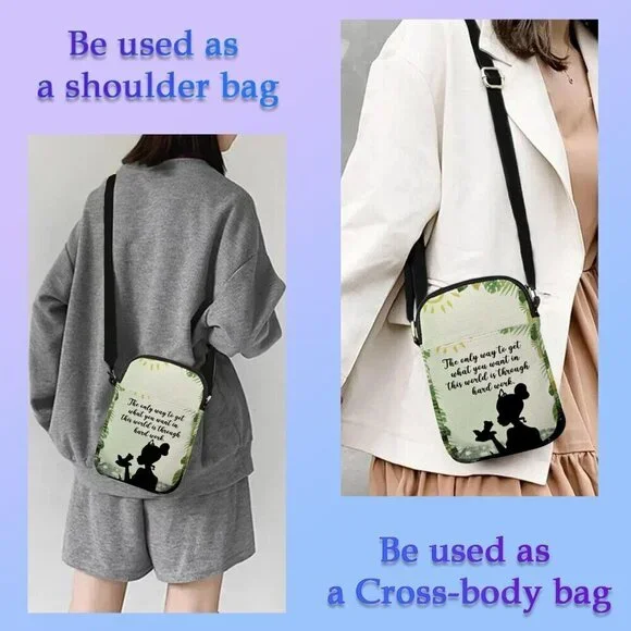 Canvas Crossbody Bag Women Cartoon Frog Gift Wallet Adjustable Strap - Picture 5 of 6